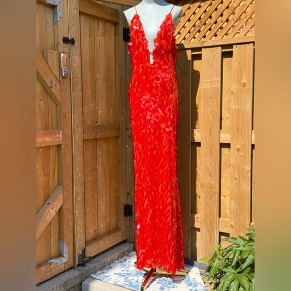 🆕 MISHA COLLECTION 🧿 NWOT Red Sapphire Sequins Maxi Dress, Sz XL US 10 - Picture 2 of 12